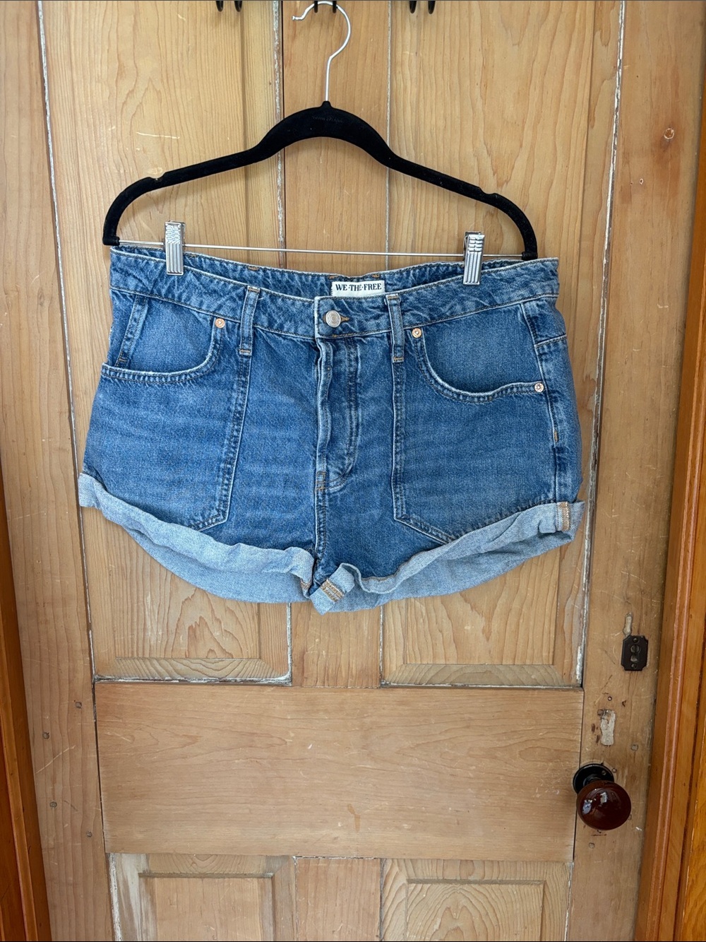 We The Free Medium Blue Rolled Hem Denim Shorts